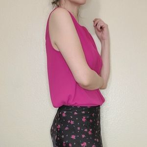 S Chaus fuschia magenta pink sleeveless top blouse